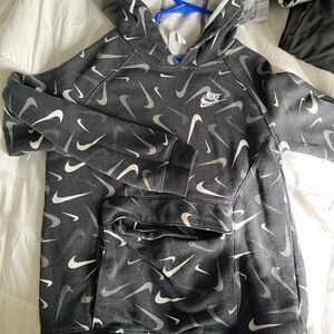 Nike Kids Gray and White Swoosh Hoodie